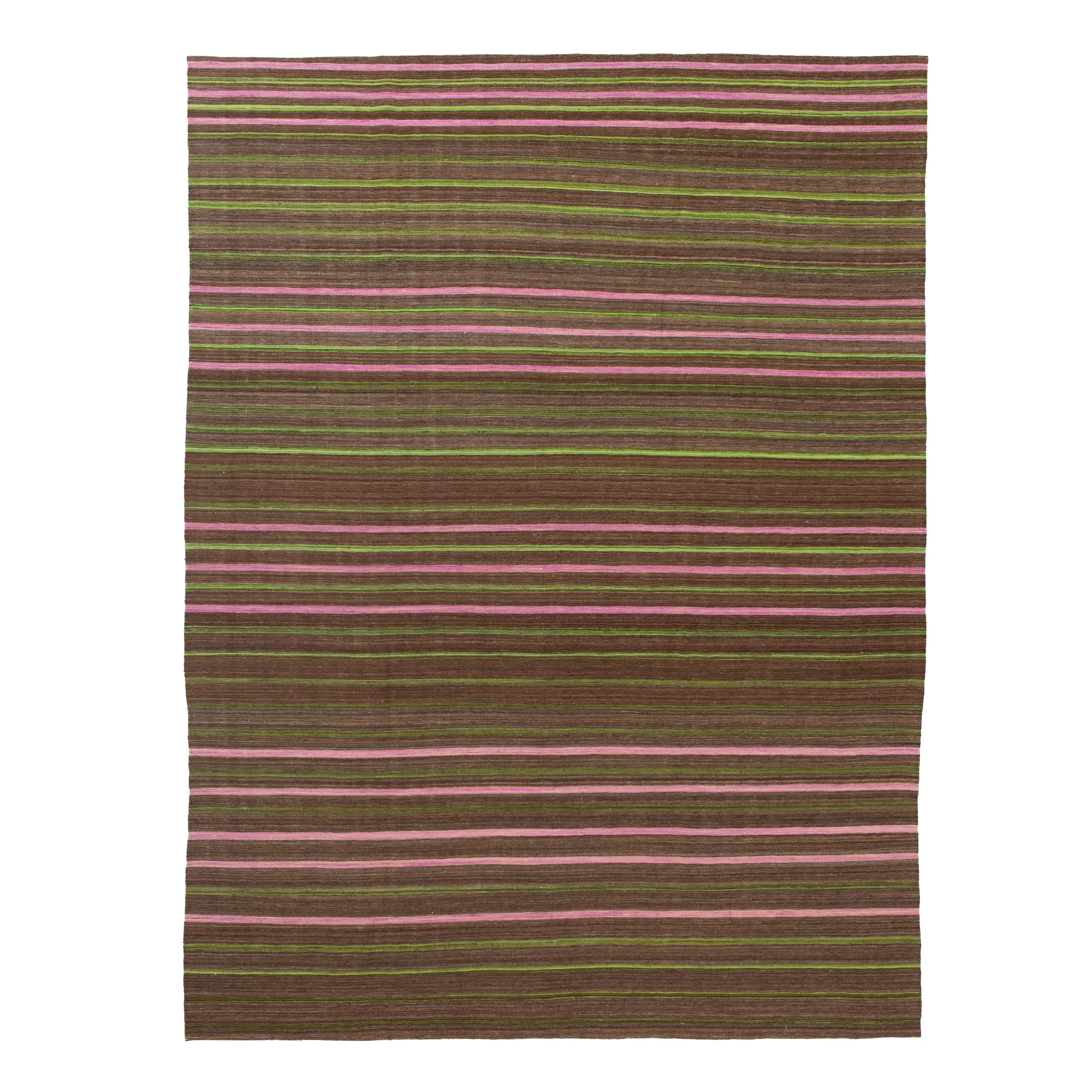 Multicolored Flatweave Wool Rug - 8'2" x 10'1"