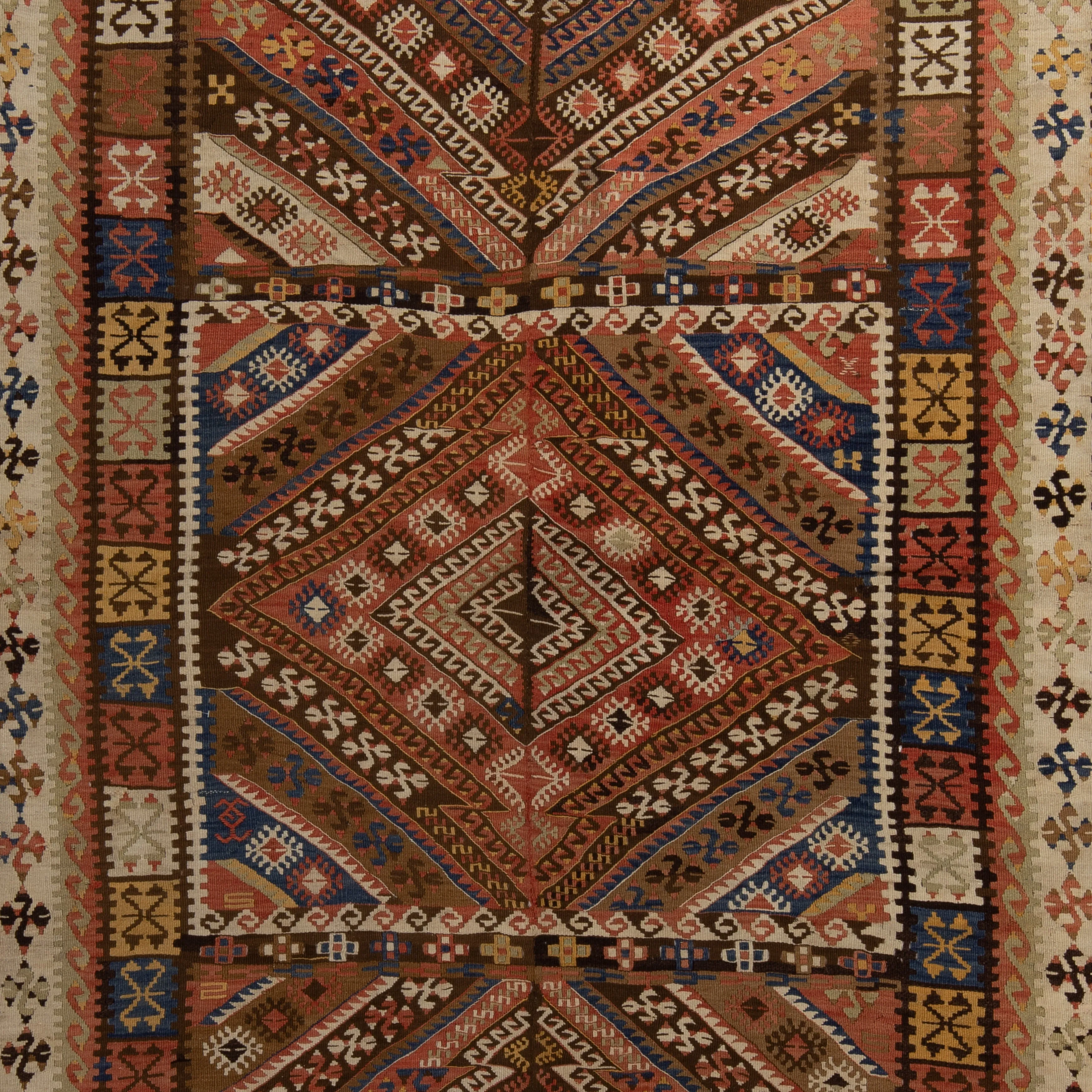 Multicolored Traditional Wool Runner - 5'7" x 13'2"