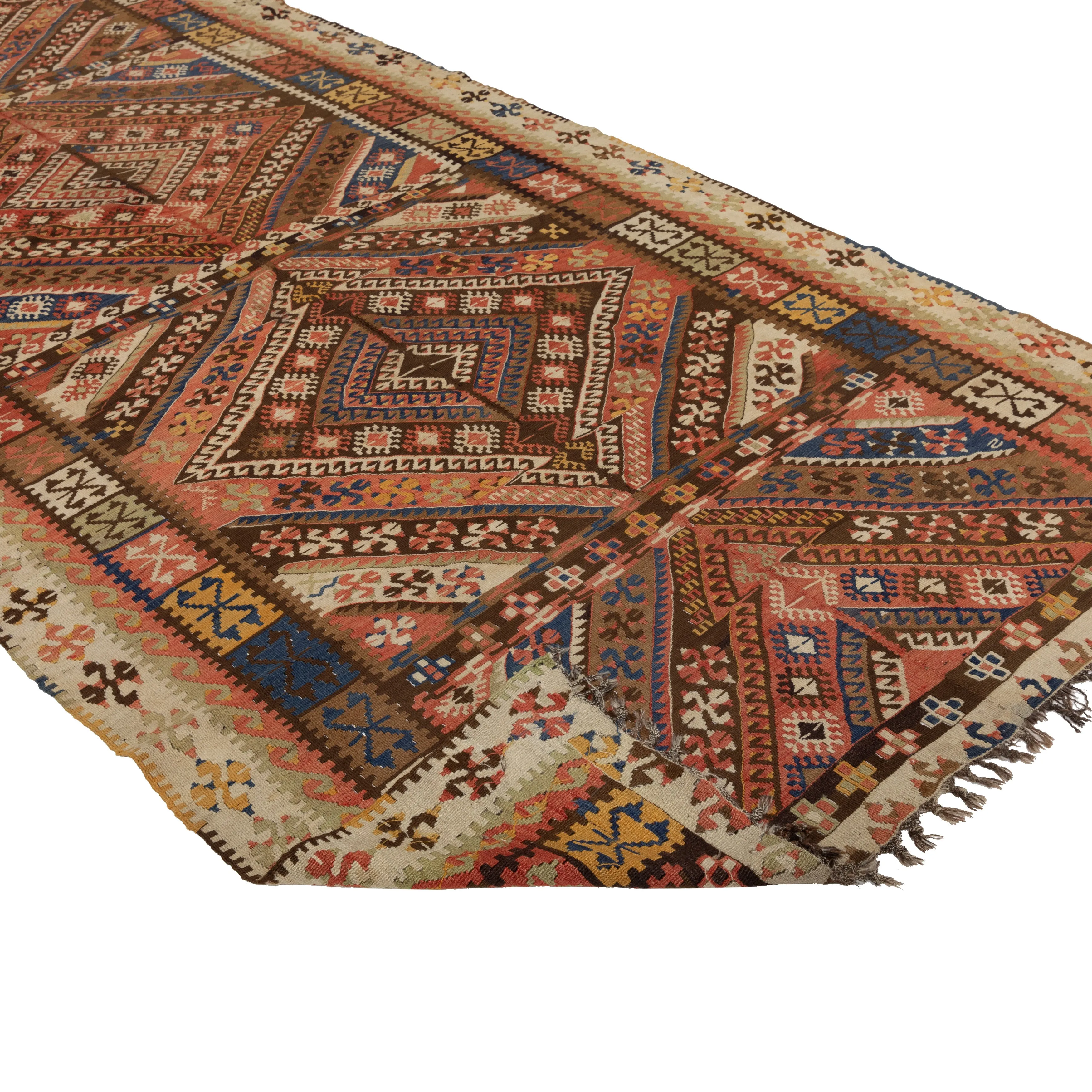 Multicolored Traditional Wool Runner - 5'7" x 13'2"