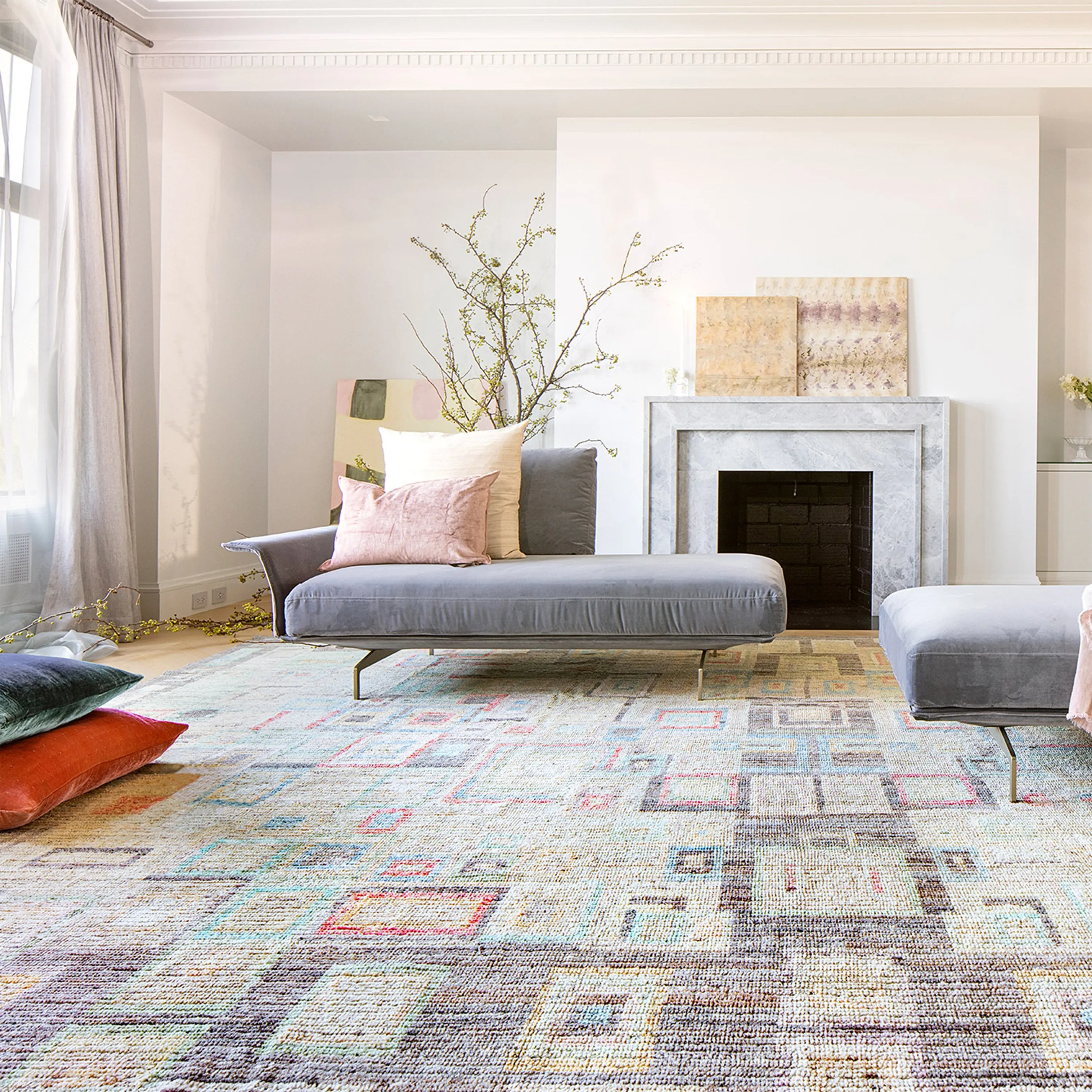 Multicolored Zameen Geometric Modern Oversized Rug - 15'7" x 20'8"