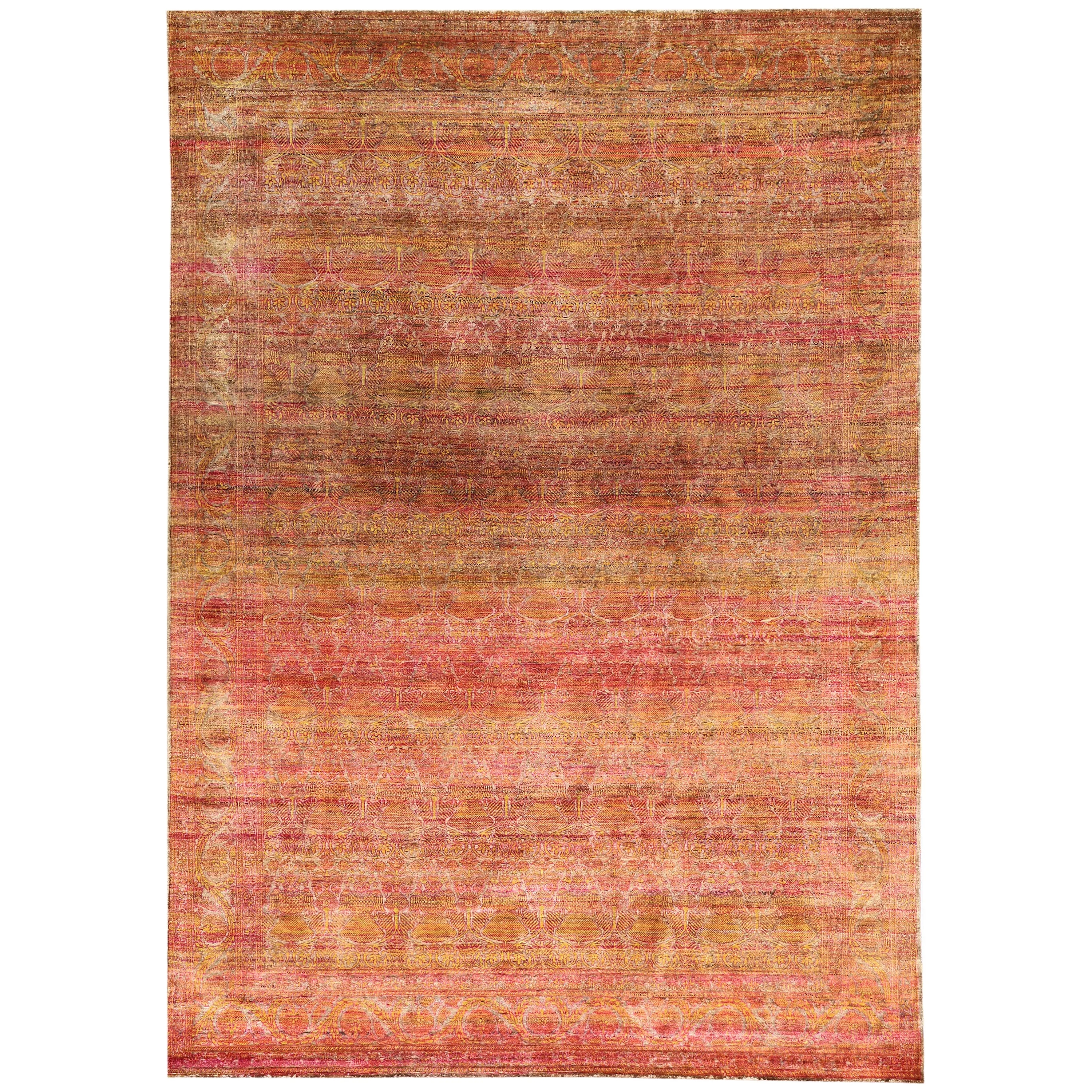 Orange Alchemy Transitional Silk Rug - 9'9" x 14'
