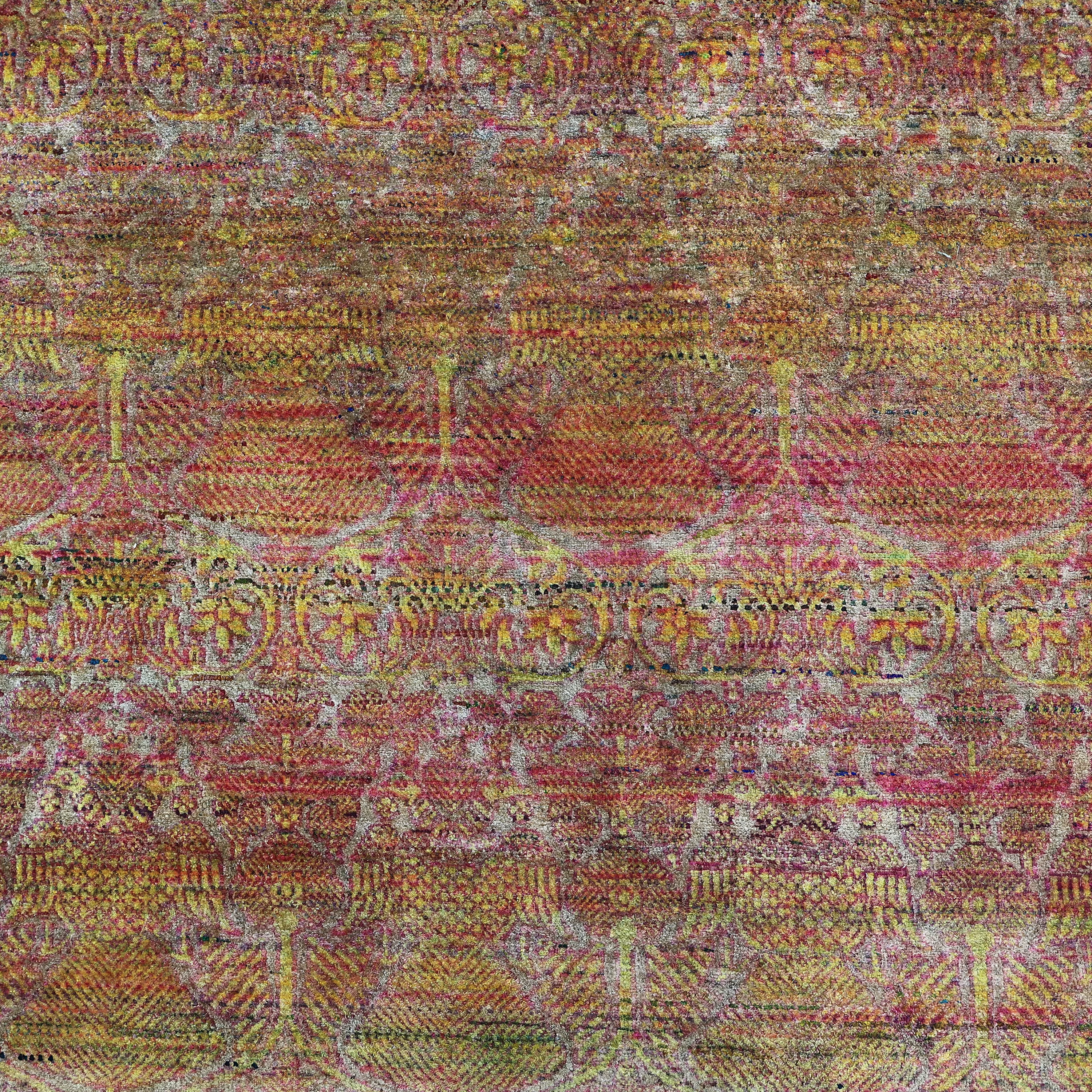 Orange Alchemy Transitional Silk Rug - 9'9" x 14'