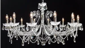P-1524/12 Concerto 12 Light Pear Shaped Crystal Multi Arm Light Polished Chrome