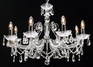 P-1524/8 Concerto 8 Light Pear Shaped Crystal Multi Arm Light Polished Chrome