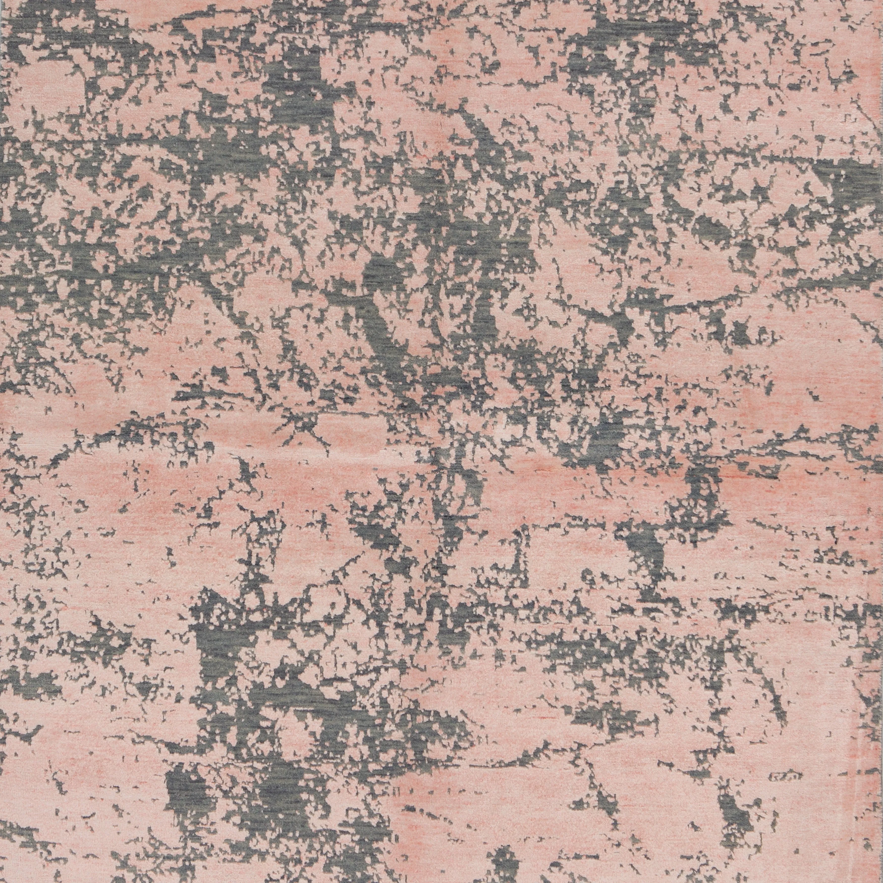 Pink & Grey Modern Wool Blend Rug - 4'10" x 6'10"