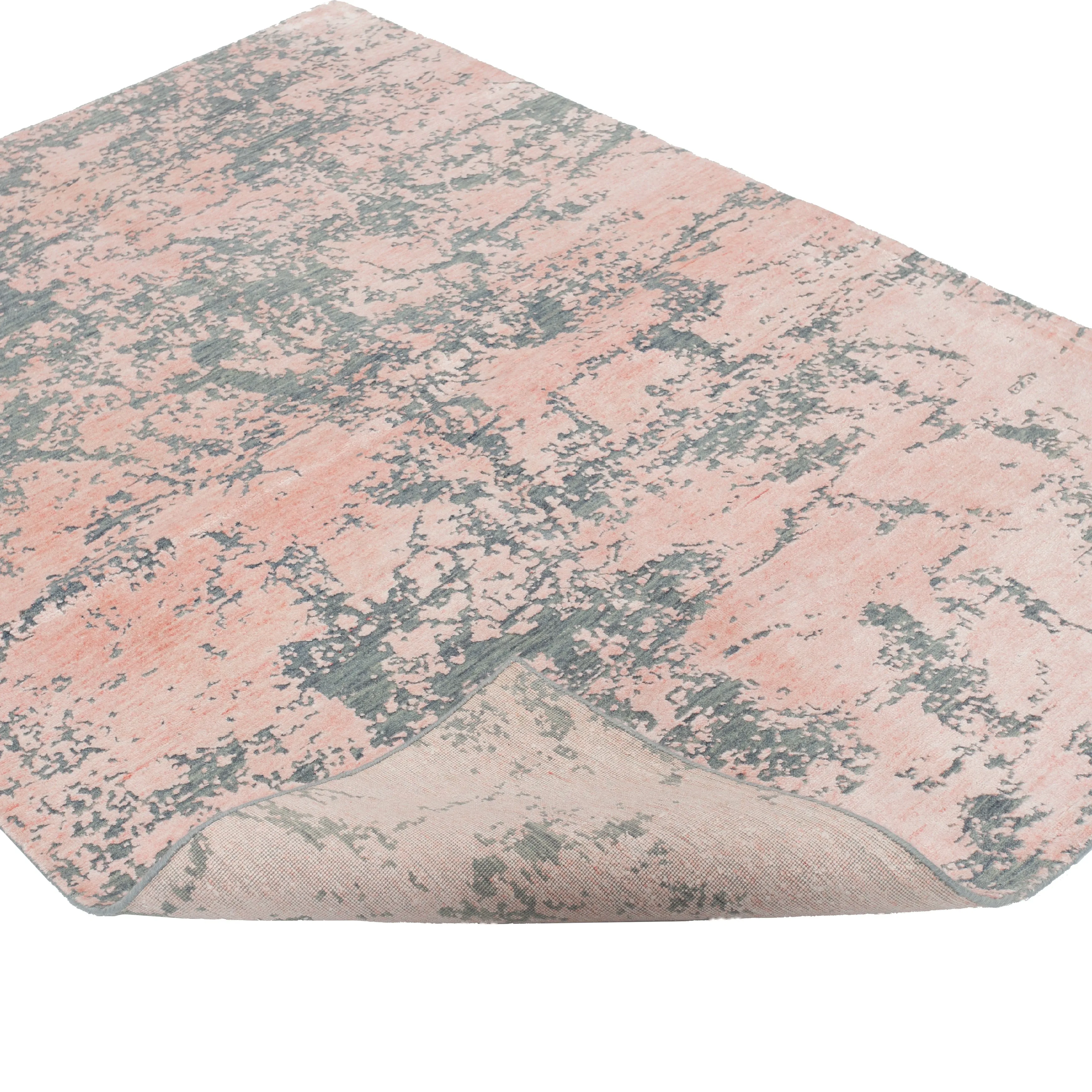 Pink & Grey Modern Wool Blend Rug - 4'10" x 6'10"