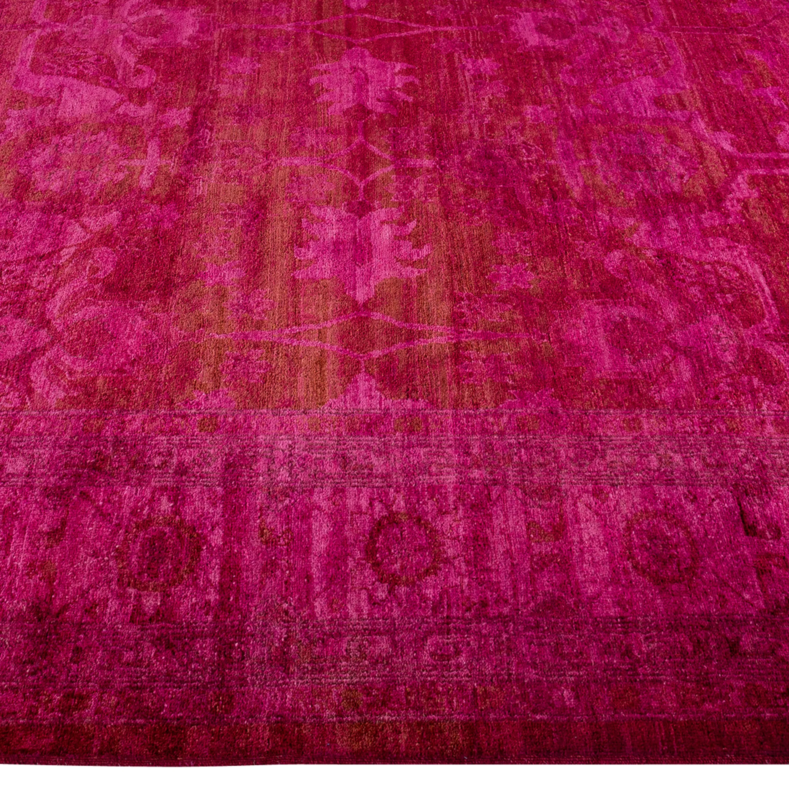 Pink Overdyed Wool Rug - 8'3" x 10'1"