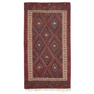 Purple Vintage Anatolian Wool Kilim Rug - 5'5" x 10'1"