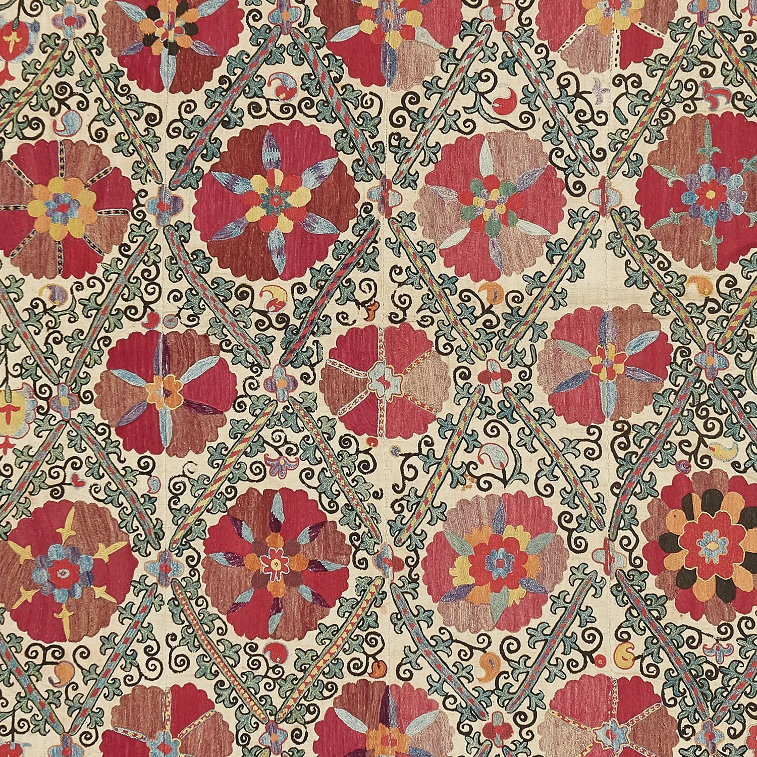 Red & Blue Vintage Traditional Flatweave Wool Rug - 5' x 7'1"