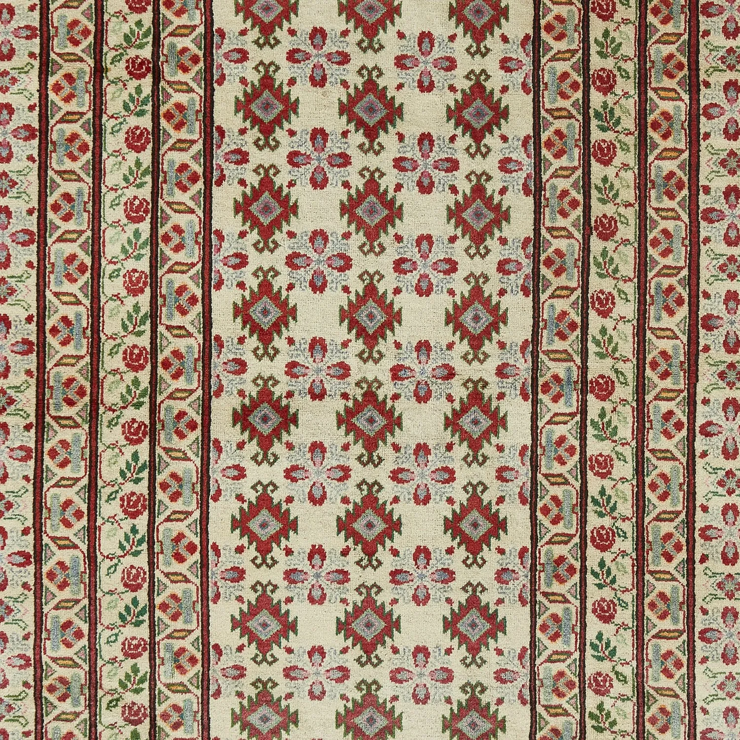 Red & Green Vintage Traditional Wool Rug - 3'8" x 5'8"