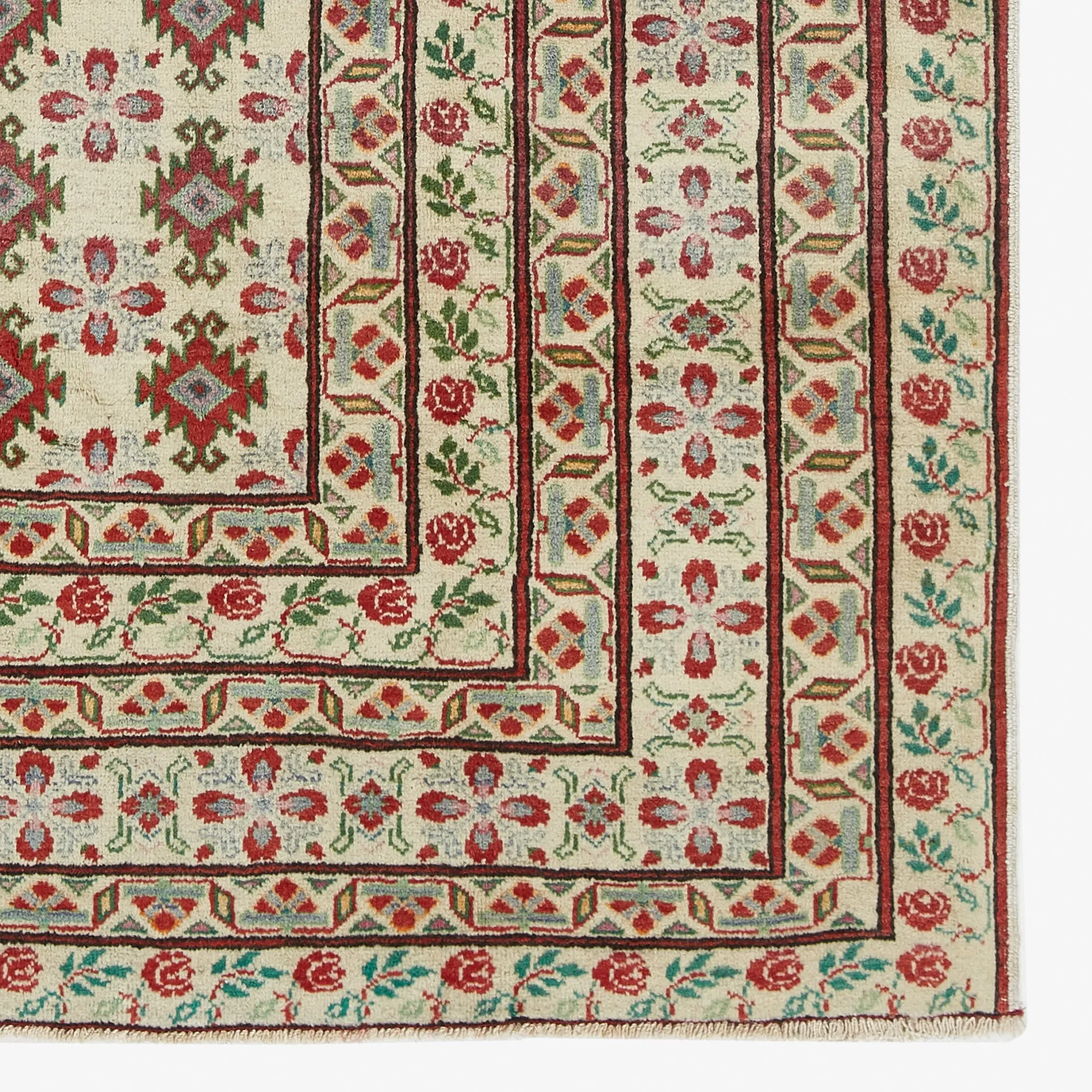 Red & Green Vintage Traditional Wool Rug - 3'8" x 5'8"