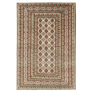 Red & Green Vintage Traditional Wool Rug - 3'8" x 5'8"