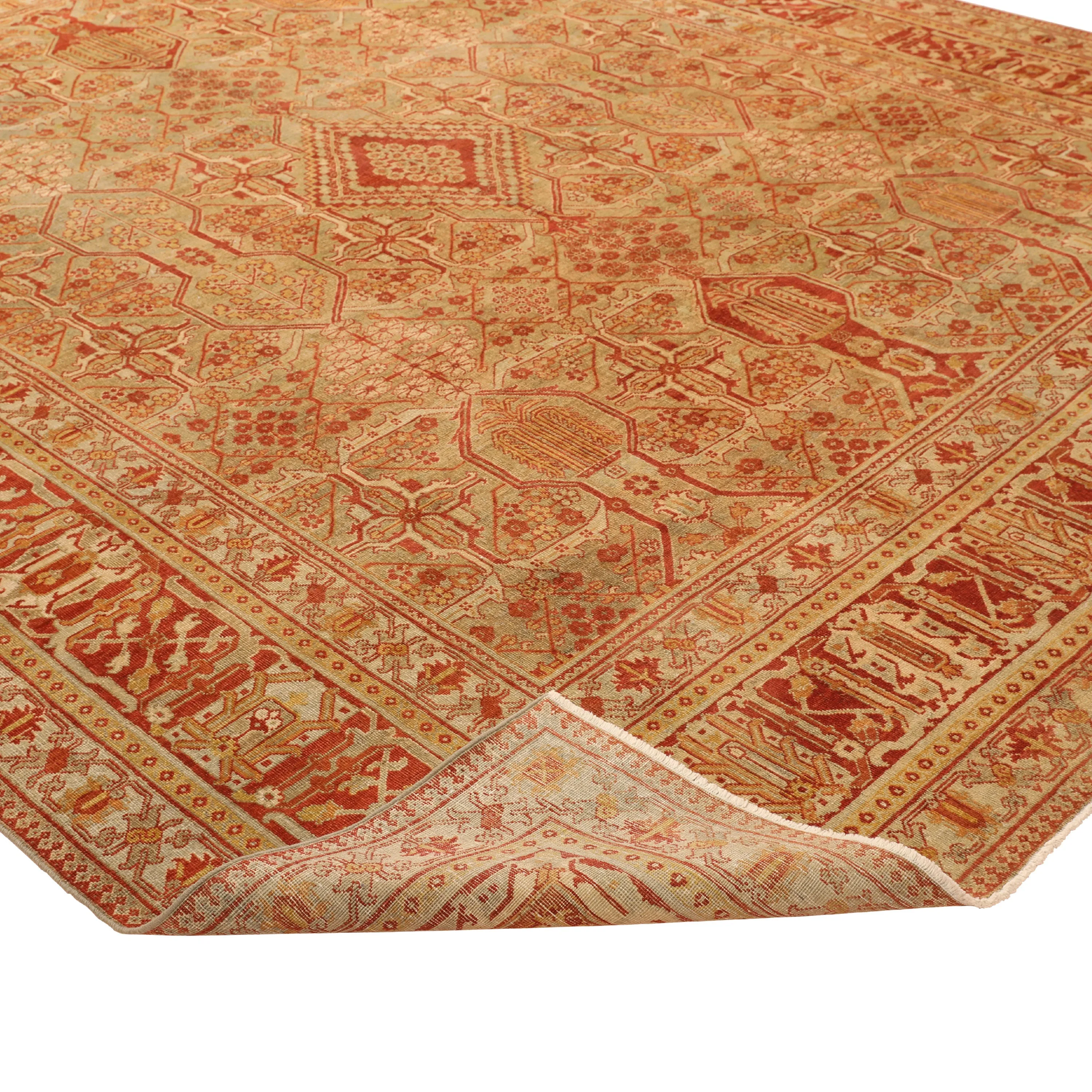Red Antique Tabriz Rug - 10'6" x 13'2"