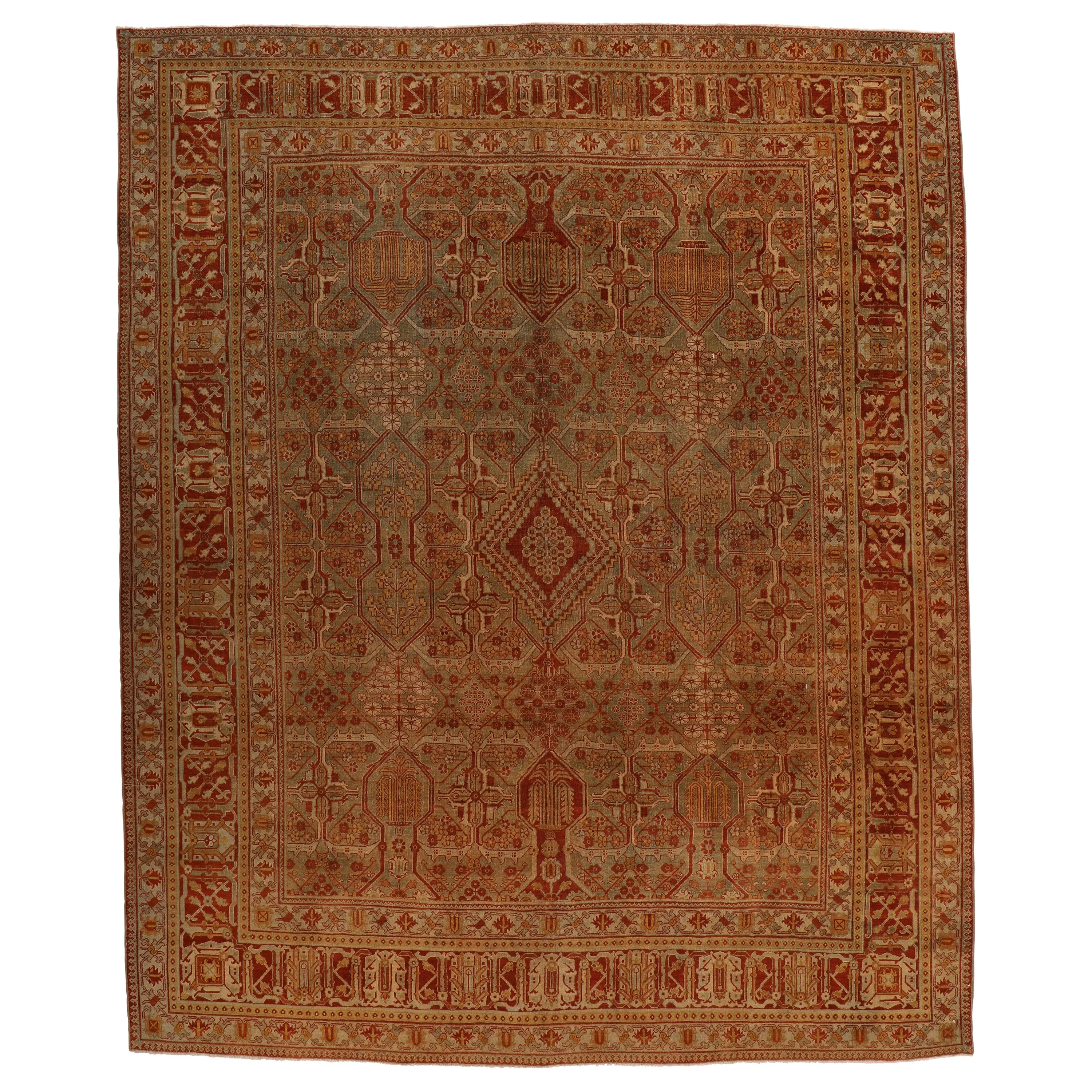 Red Antique Tabriz Rug - 10'6" x 13'2"