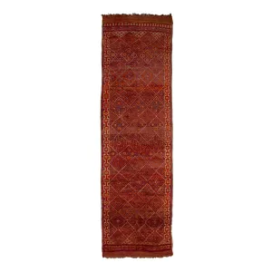 Red Moroccan Wool Runner - 6'9" x 23'5"