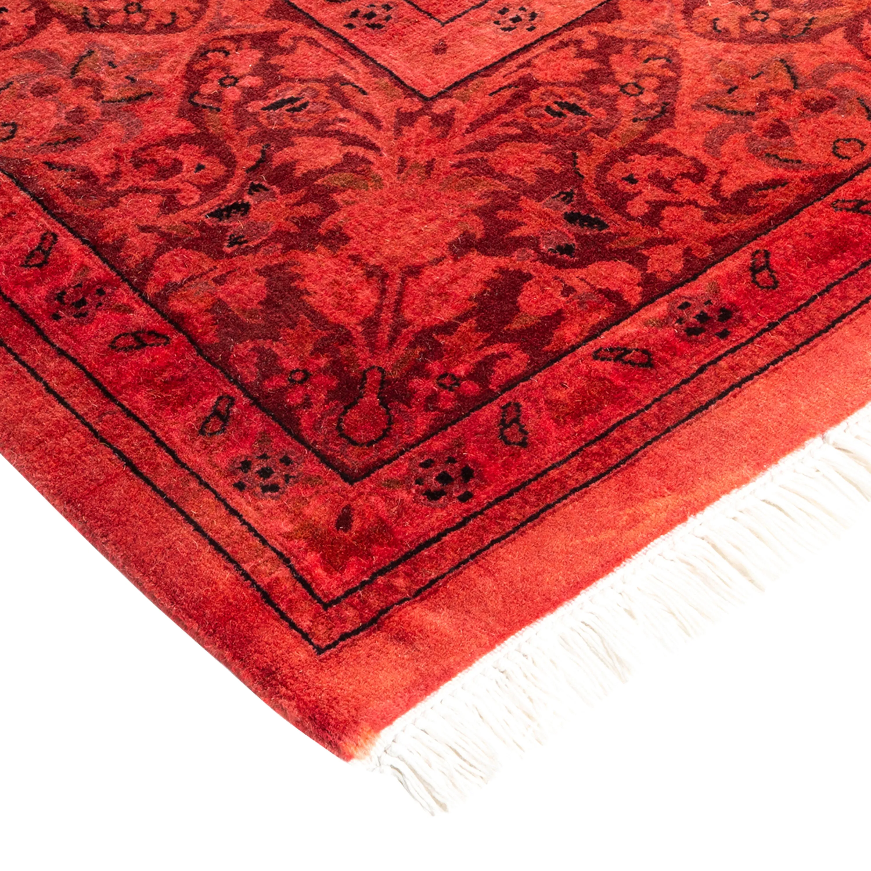 Red Overdyed Wool Rug - 6'1" x 9'