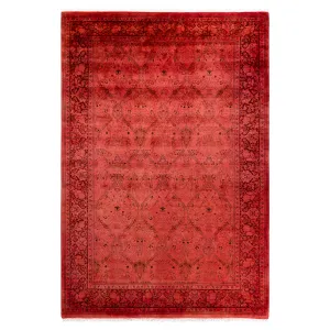 Red Overdyed Wool Rug - 6'1" x 9'