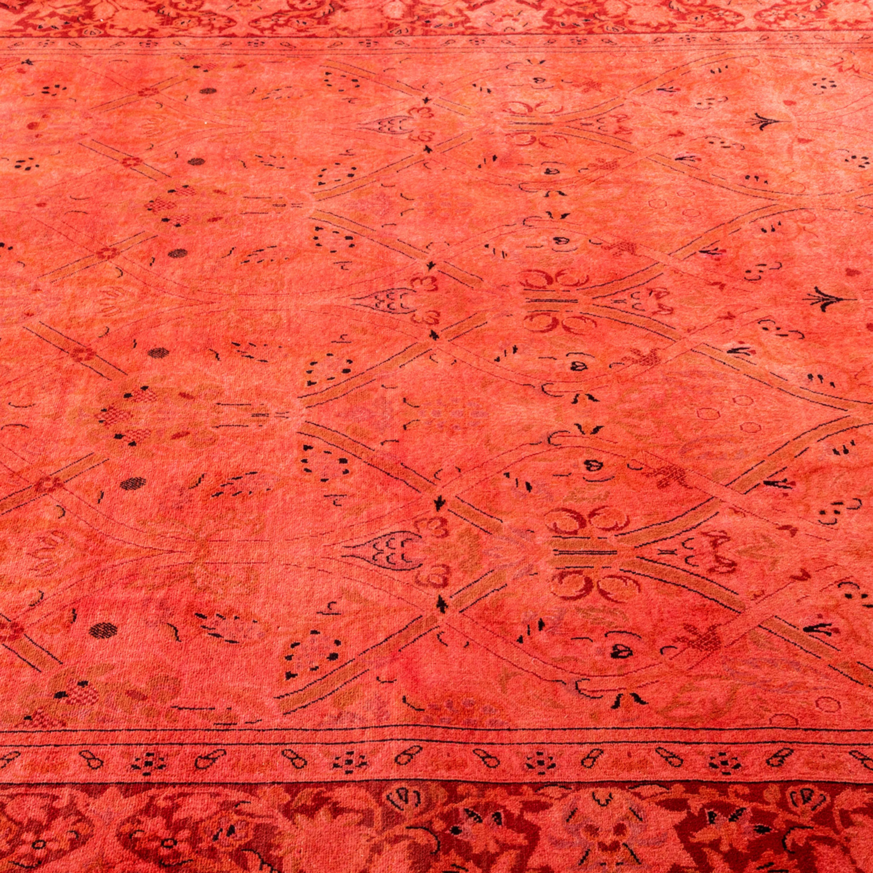 Red Overdyed Wool Rug - 6'1" x 9'
