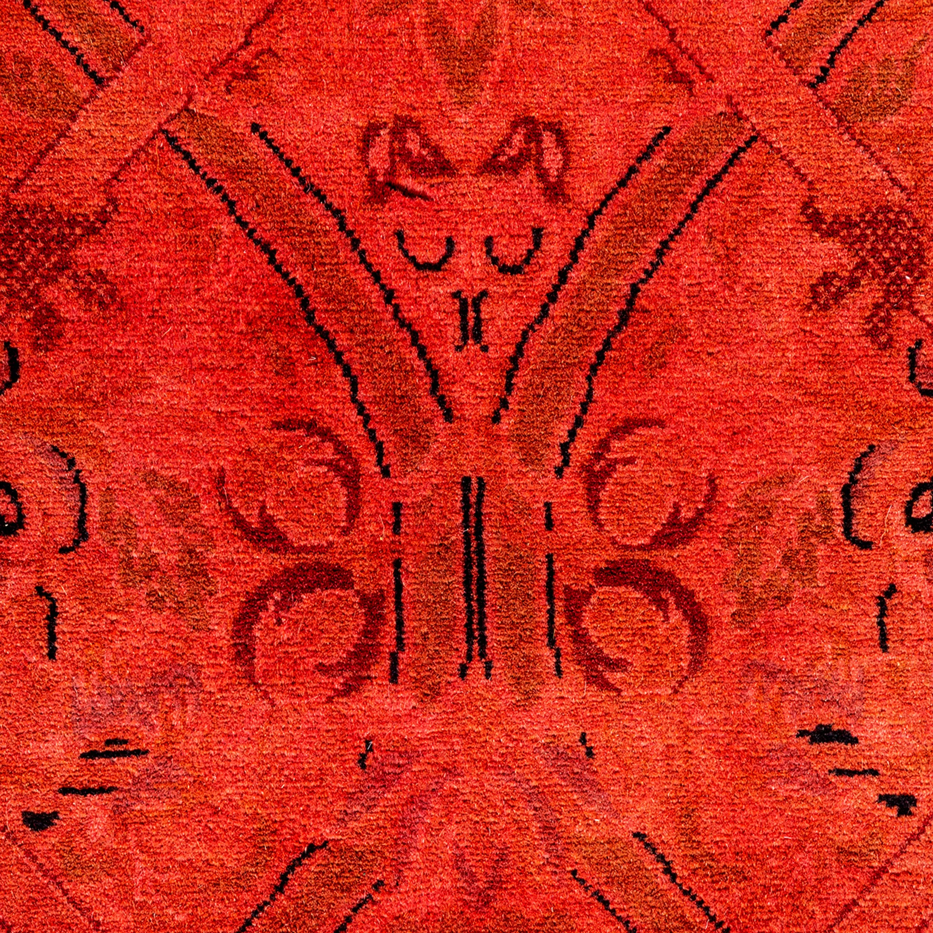 Red Overdyed Wool Rug - 6'1" x 9'