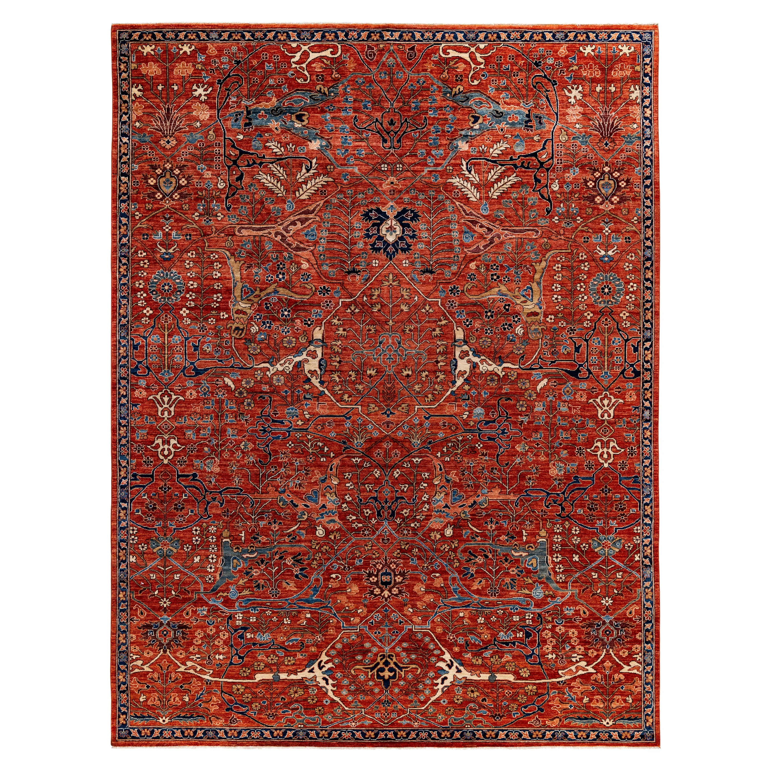 Red Traditional Serapi Wool Rug - 9' x 12'
