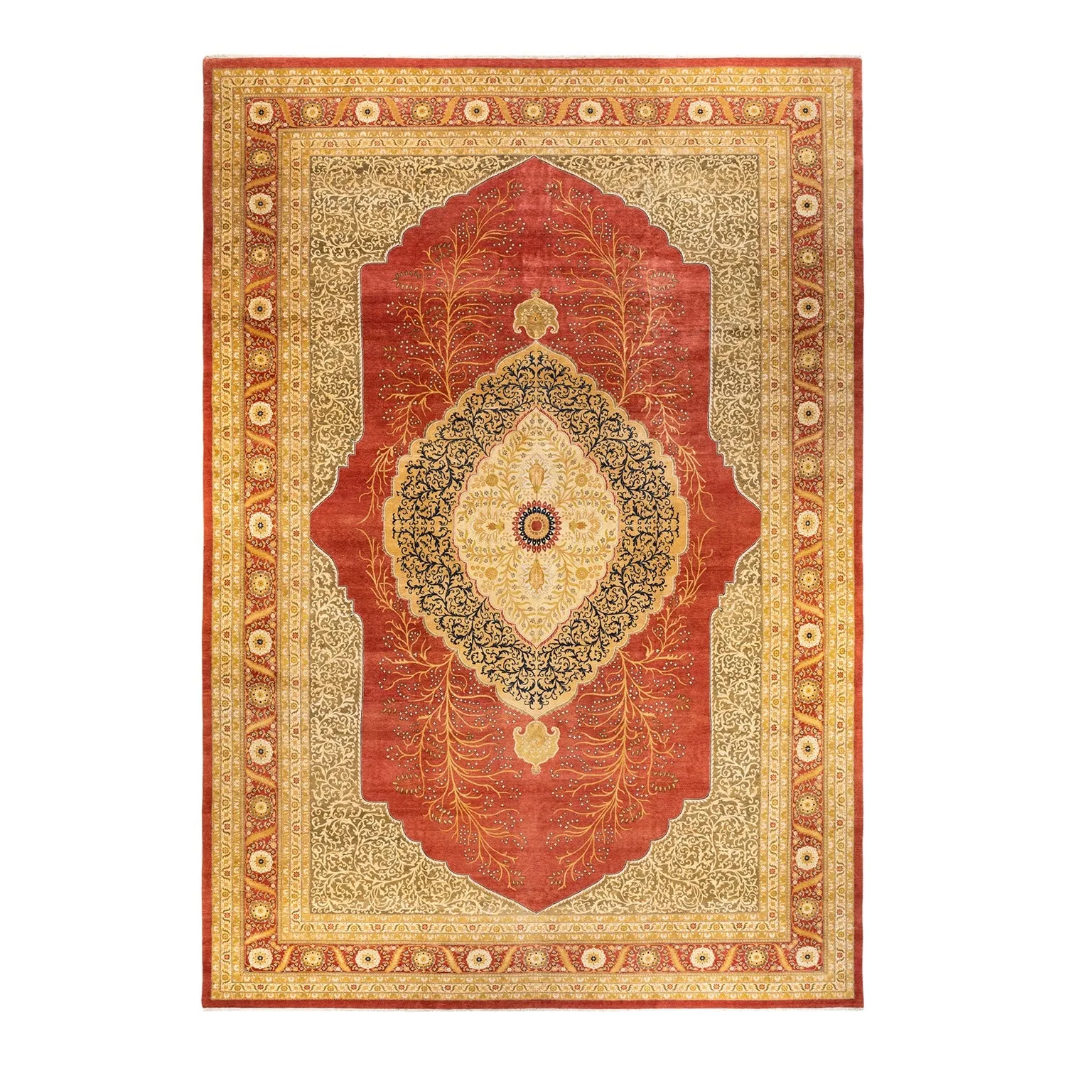 Red Traditional Wool Rug - 12'1" x 18'1"