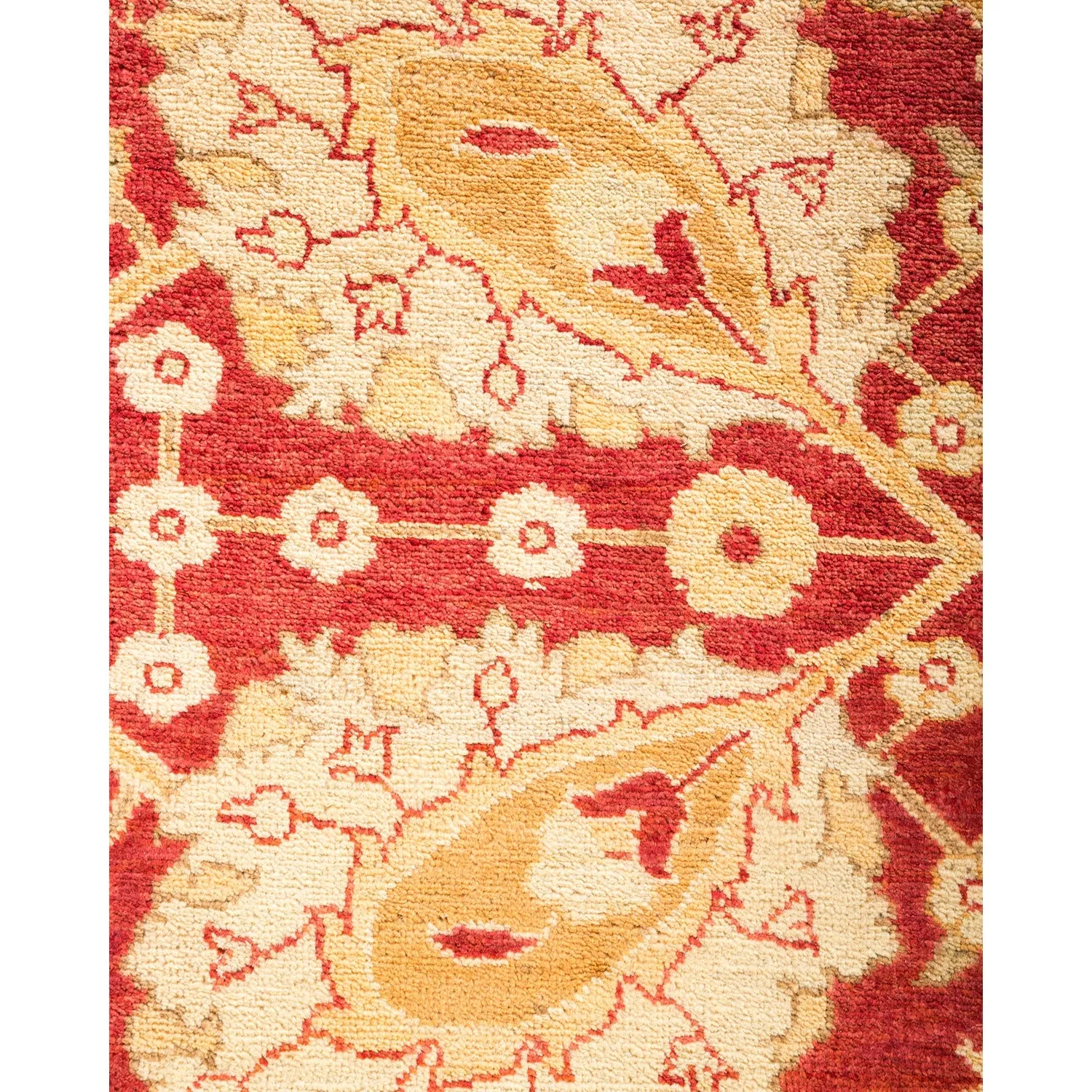 Red Traditional Wool Rug - 6'1" x 8'8"