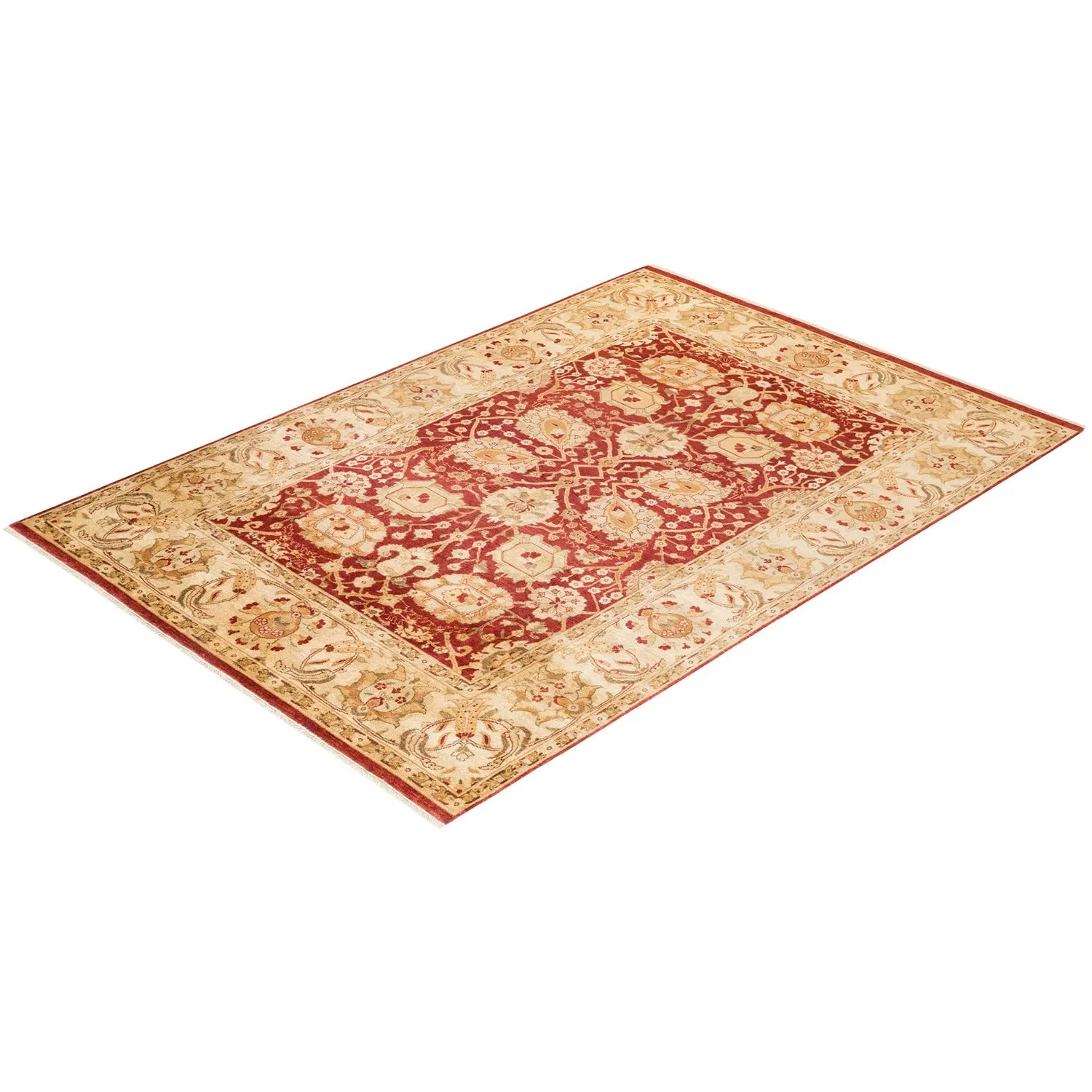 Red Traditional Wool Rug - 6'1" x 8'8"