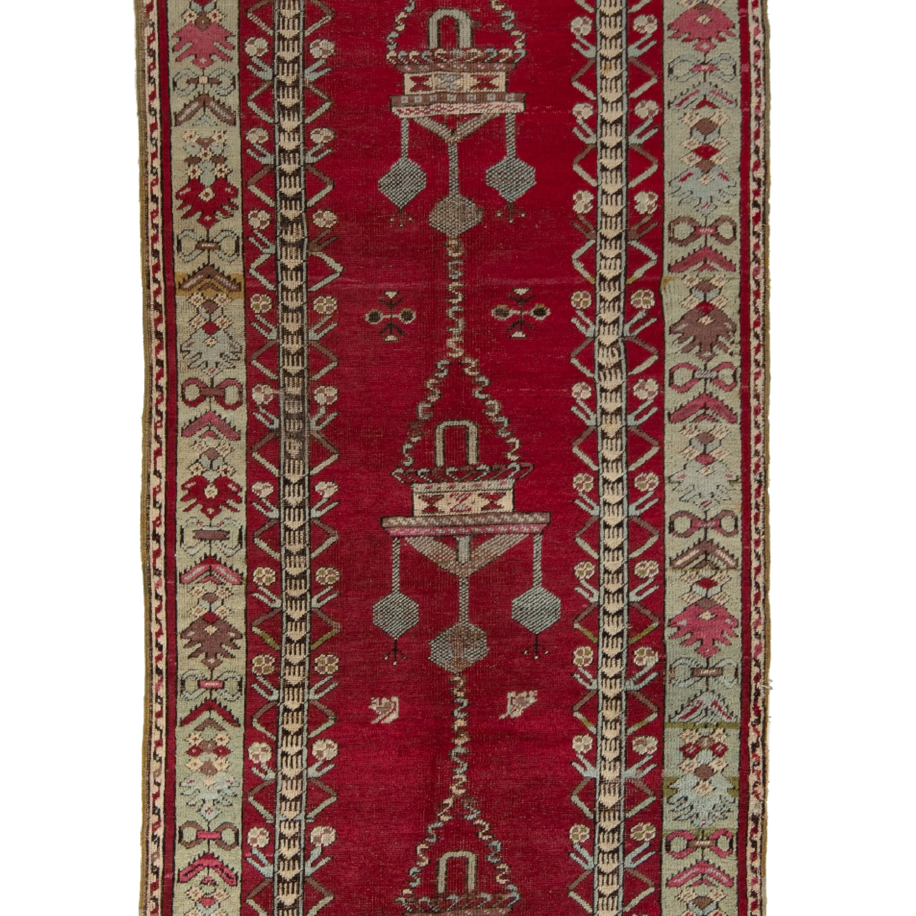 Red Traditional Wool Runner - 3'5" x 15'