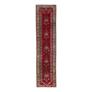 Red Traditional Wool Runner - 3'5" x 15'