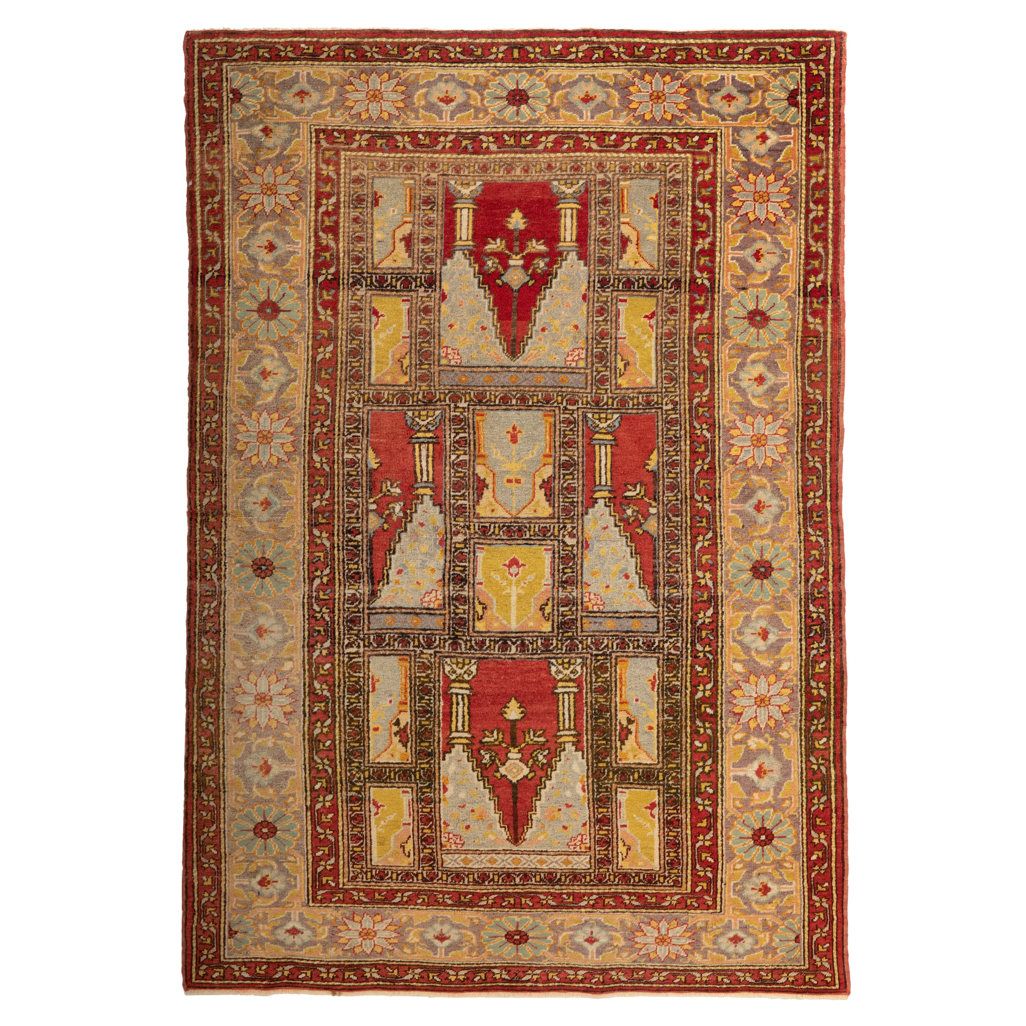 Red Vintage Turkish Wool Rug - 4'4" x 6'3"