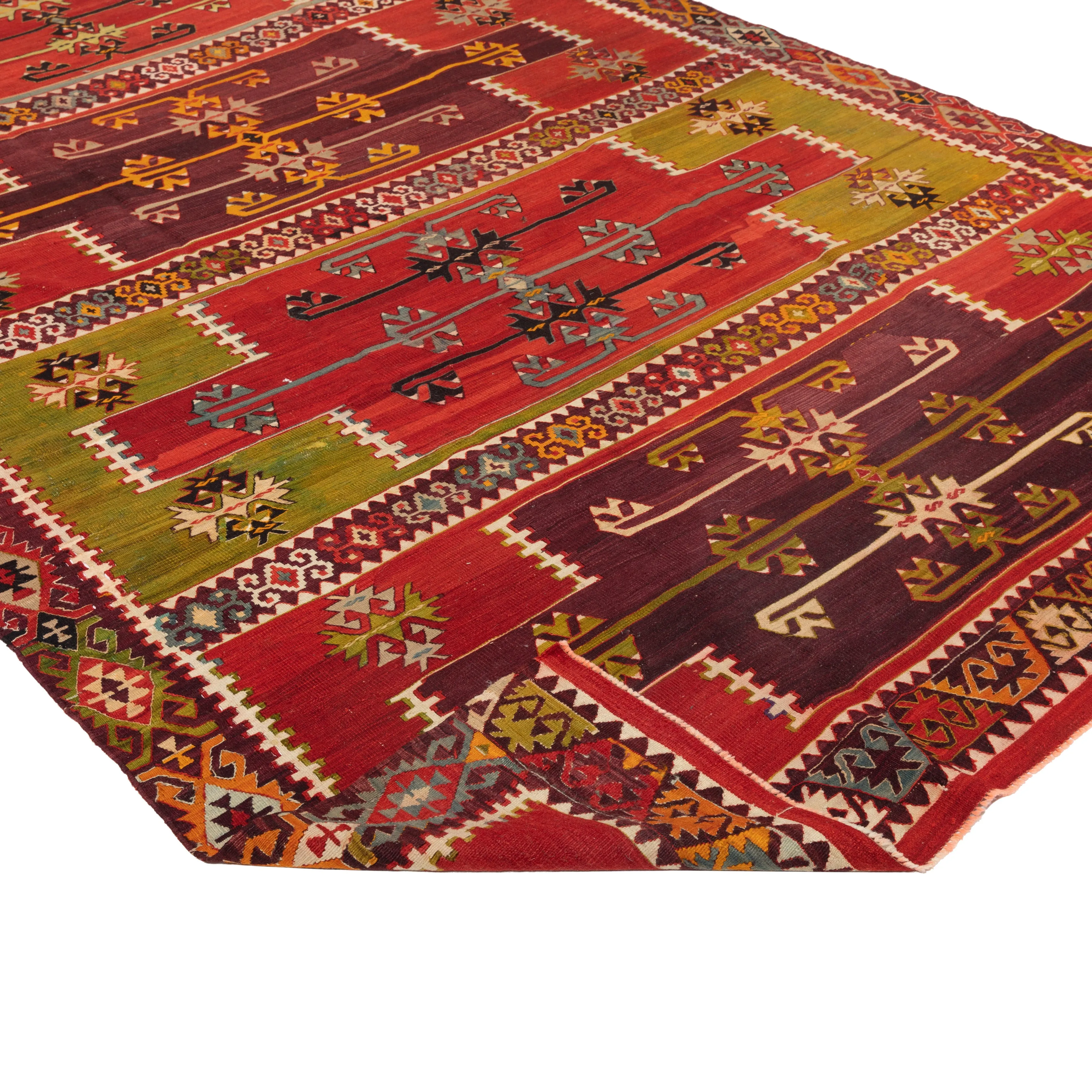 Red Vintage Wool Kilim Rug - 6'1" x 16'6"
