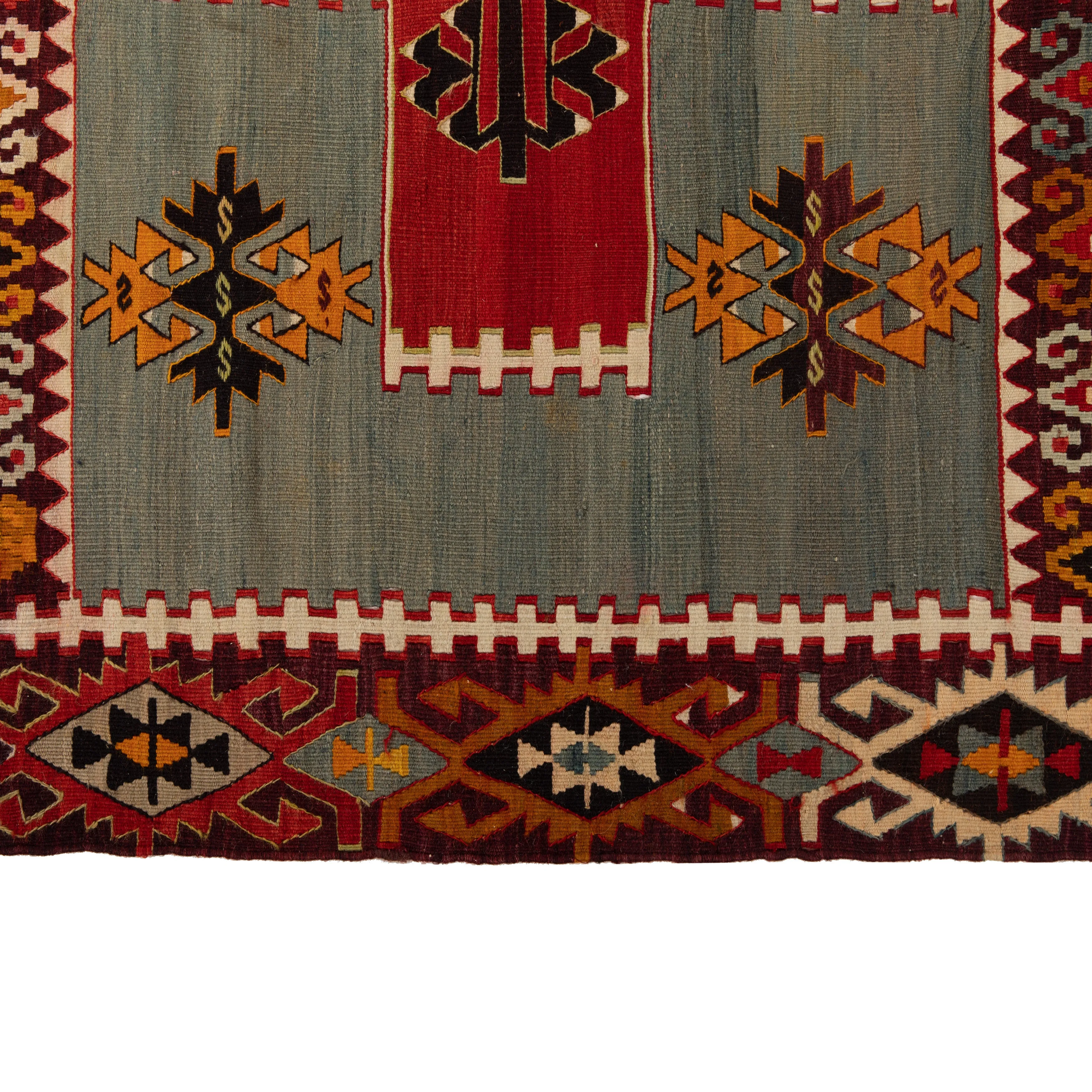 Red Vintage Wool Kilim Rug - 6'1" x 16'6"