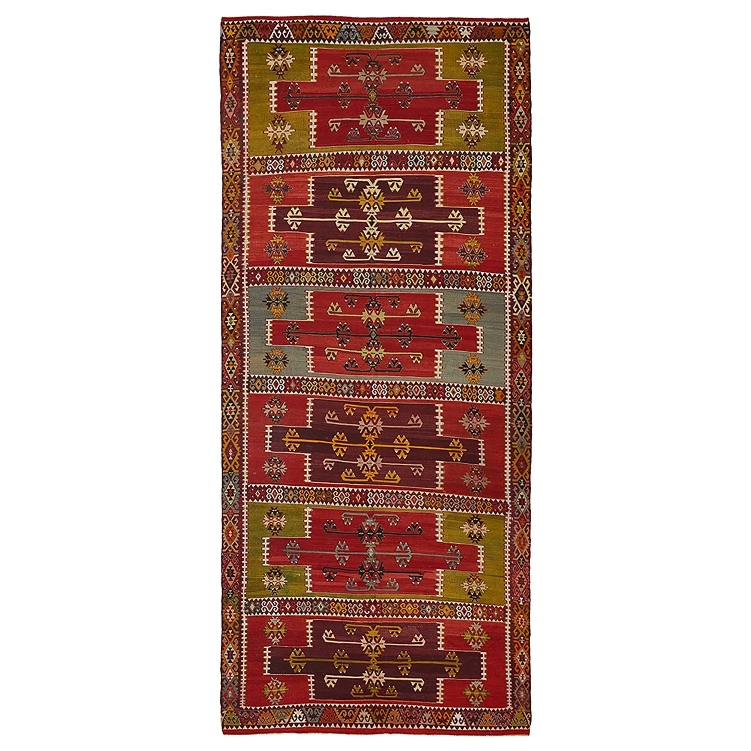 Red Vintage Wool Kilim Rug - 6'1" x 16'6"