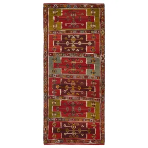 Red Vintage Wool Kilim Rug - 6'1" x 16'6"