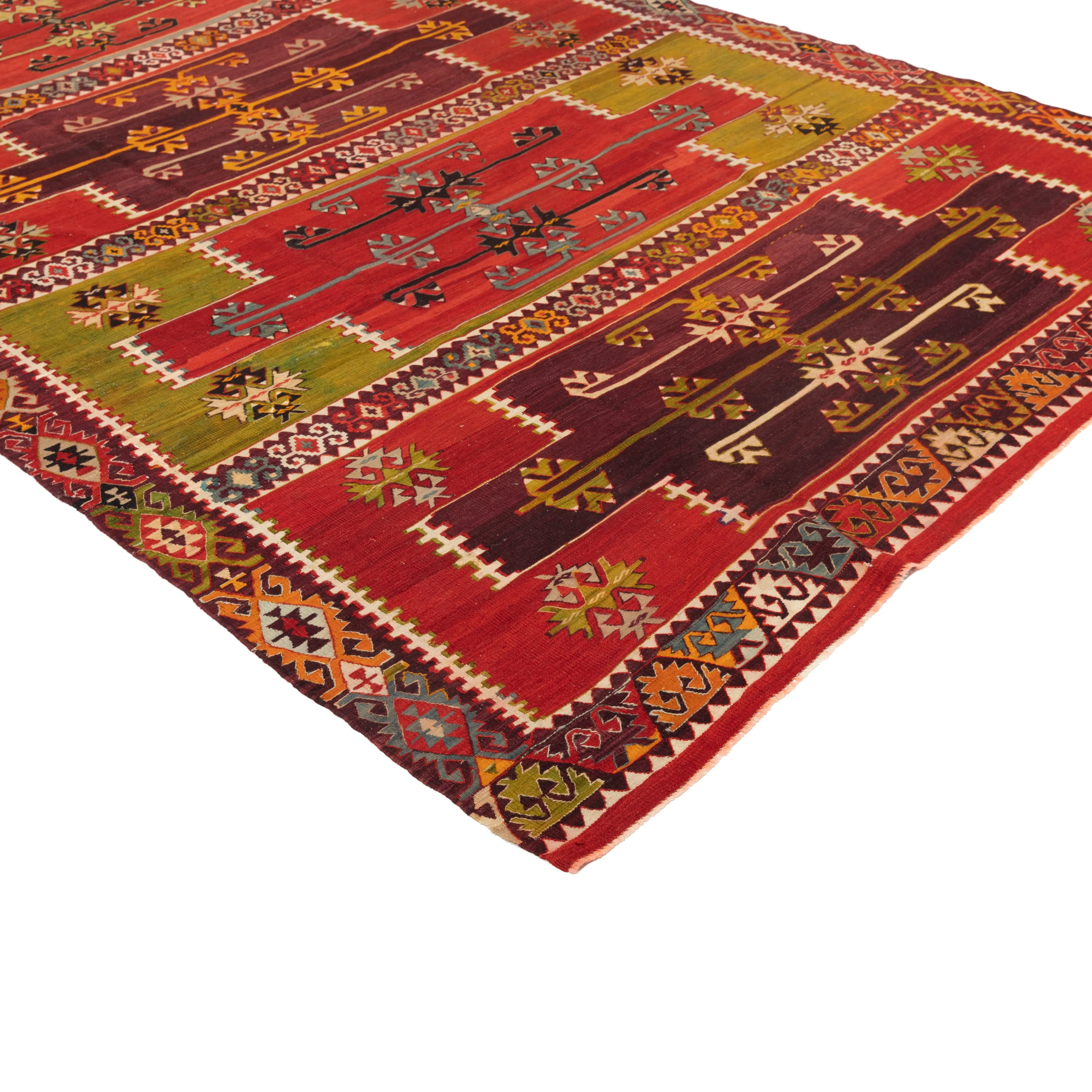 Red Vintage Wool Kilim Rug - 6'1" x 16'6"