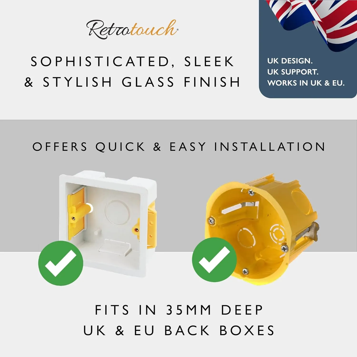 Retrotouch Crystal  Touch Switch 240v 2G 1W Brass