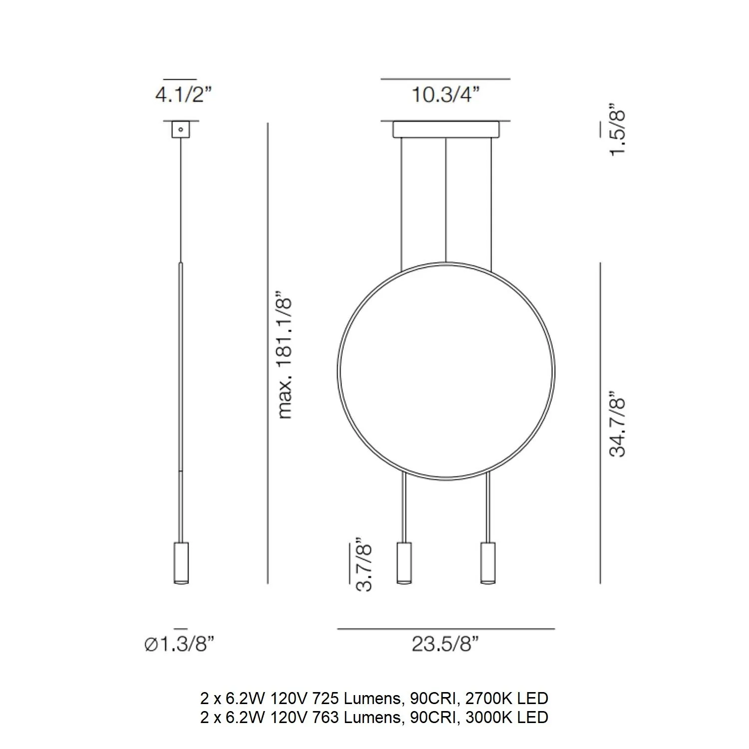 Revolta Pendant Light with Acoustic Panel