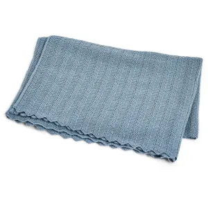 Smallstuff Light Blue Baby Blanket Fishbone Knit