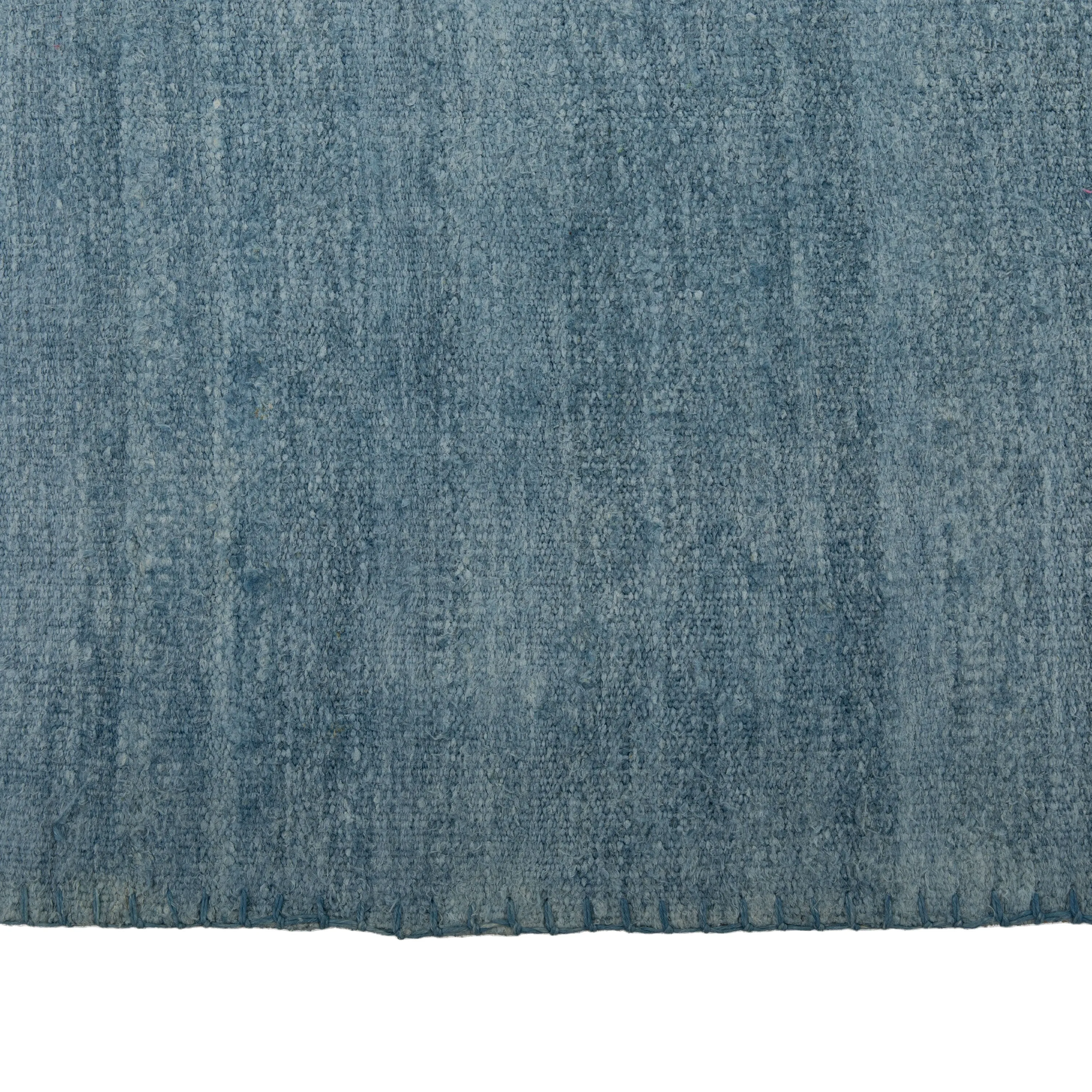 Solid Blue Turkish Flatweave Wool Rug - 9'10" x 14'2"