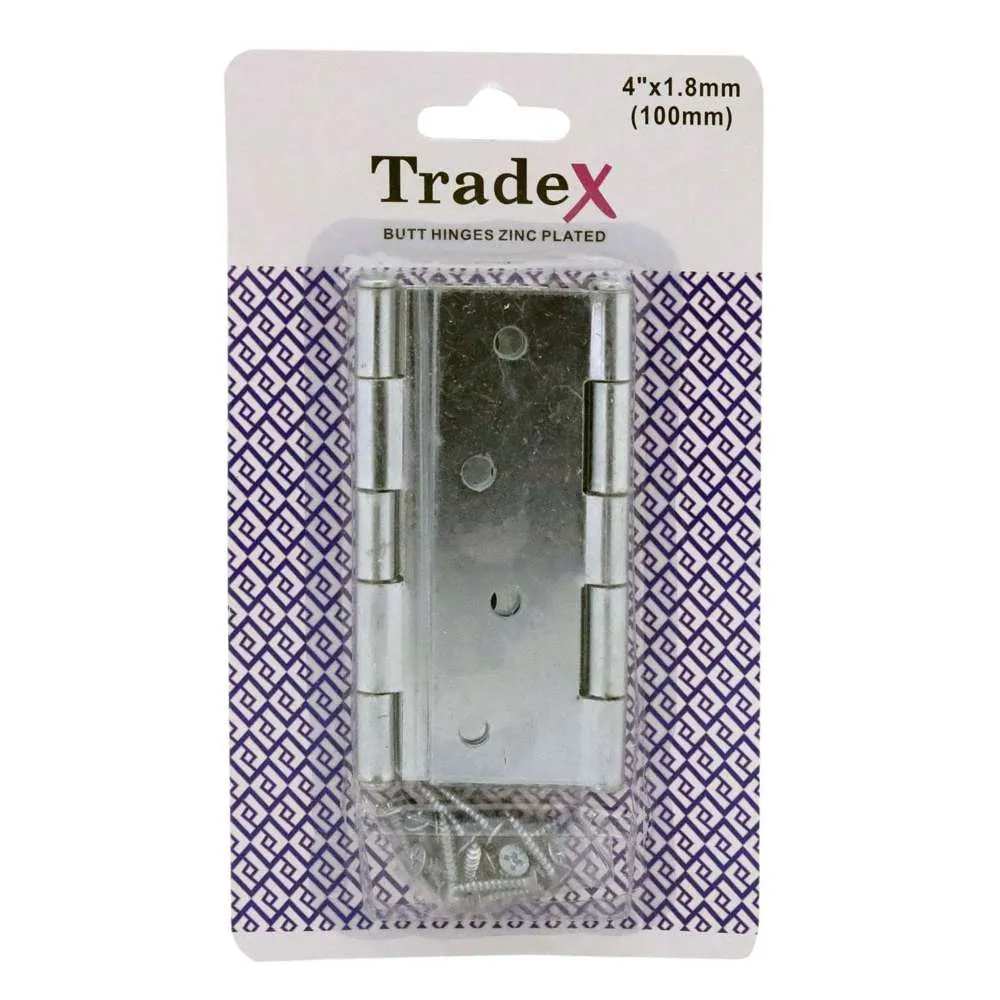 Tradex Butt Hinge Z/P 4" (100mm) w/ Screws **