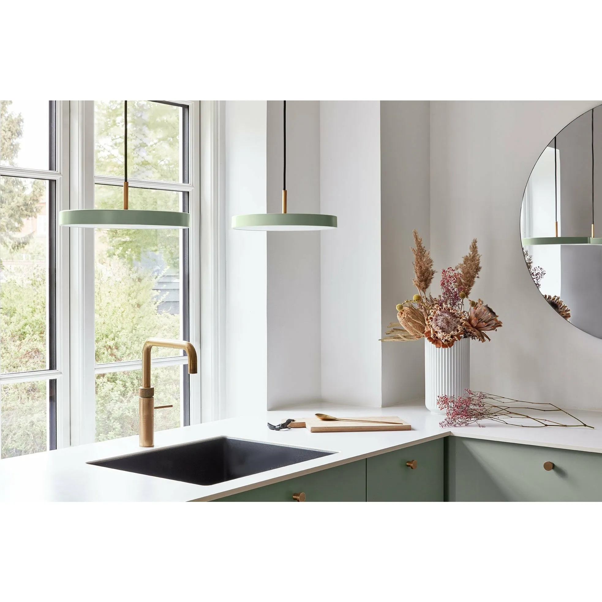 Umage Asteria Mini Led Pendant, Steel/Nuance Olive