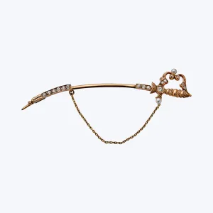 Victorian 14KYG Diamond Saber Pin