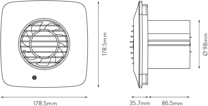 Xpelair Simply Silent DX100S White Square Dual Speed Axial Extractor Fan For Remote Switching