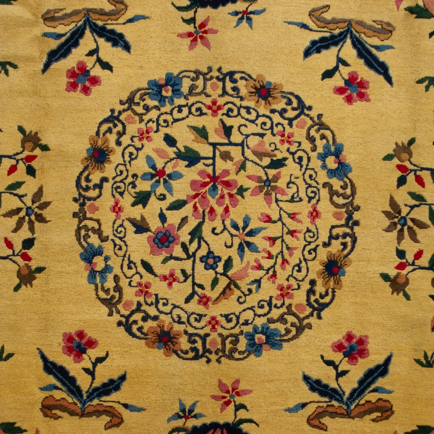 Yellow & Blue Vintage Chinese Rug - 8'2" x 11'10"