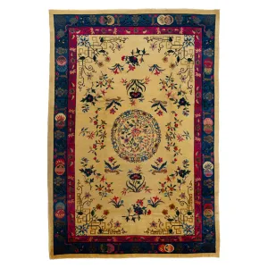 Yellow & Blue Vintage Chinese Rug - 8'2" x 11'10"